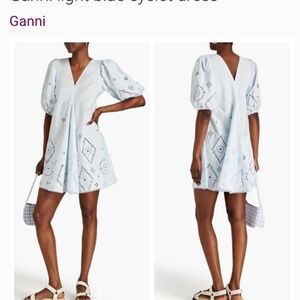 Ganni light blue eyelet dress